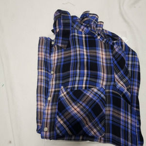 Womens EXPRESS Long Sleeve Button Down plaid shirt blue pink black Size: Small